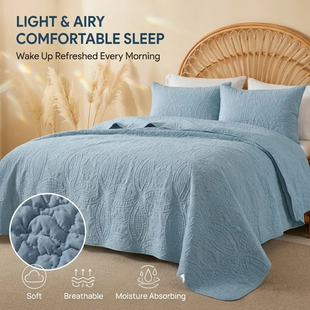 【Back to School】Exclusivo Mezcla California King/King/Queen/Twin Size Quilt Bedding Set, Lightweight Soft Bedspreads Coverlets , Modern Oversized Quilts for All Seasons