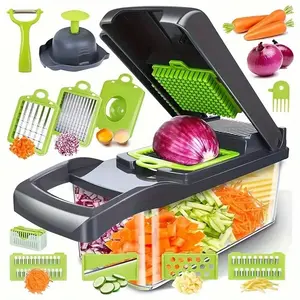 Vegetable Chopper And Spiralizer - Food Chopper With Container, Fruit Slicer, Kitchen Gadgets & Accessories, Home Essentials (16 In 1, White) Set Utensils