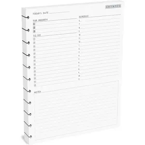 Undated 11-Disc Daily Plan Paper Refill, 120 GSM 50 Sheets (100 Pages/Days), Pre-Punched Discbound Loose Leaf Inserts, White 8.5 x 11 Inch for Daily To-do, Notes and Scheduling