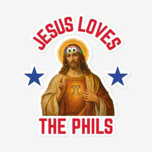 "Jesus Loves the Phils" Sticker