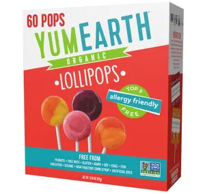 YumEarth Organic Pops Variety Pack, 60 Fruit Flavored Favorites Lollipops, Allergy Friendly, Gluten Free, Non-GMO, Vegan, No Artificial Flavors or Dyes