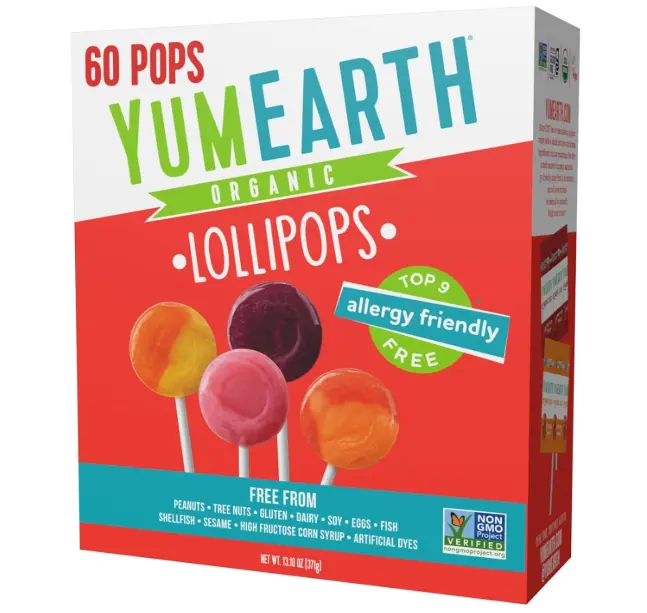 YumEarth Organic Pops Variety Pack, 60 Fruit Flavored Favorites Lollipops, Allergy Friendly, Gluten Free, Non-GMO, Vegan, No Artificial Flavors or Dyes