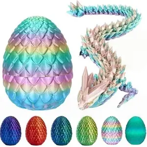 Set of 3D Printed Figurines (luminous, Non-Luminous, Glow in the Dark), Dragon Egg Crystal Gem Dragon Toy, DIY Dinosaur Egg Creative Gift, Glow Worm Figurines