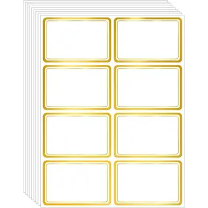 2" x 3" 200 count Name Labels,  Blank Name Tag Stickers with Permanent Adhesive Writable Stickers with Metallic  Border for School Office Home