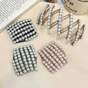 4Pcs Foldable Pearl Headband With Teeth Non-slip Hair Hoop Lightweight Fashion Hairband Fit All Head Types Daily Wear Hair Accessories Gift
