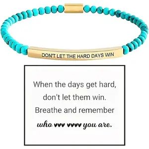 Veliora Gift B Dont Let The Hard Days Win Bracelet Inspirational Bracelets for Women Motivational Beaded Bracelets with Encouragement Card Anxiety Relief Items Inspirational Gifts for Women