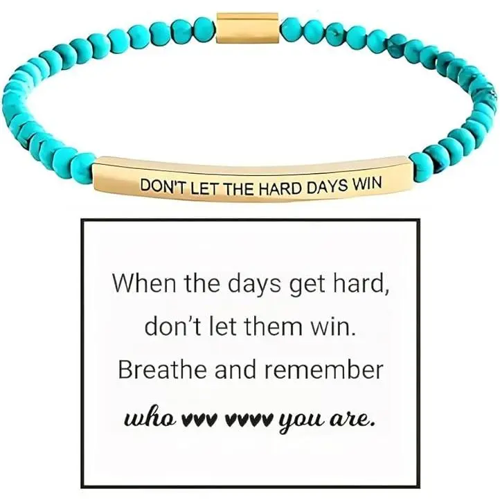 BloomWish S Dont Let The Hard Days Win Bracelet Inspirational Bracelets for Women Motivational Beaded Bracelets with Encouragement Card Anxiety Relief Items Inspirational Gifts for Women