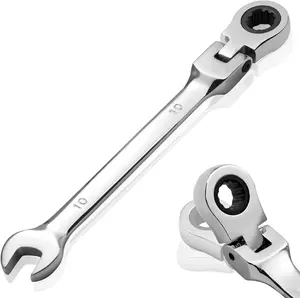 10 mm Ratchet Wrench Metric, Flex  Combination Wrench 72- 12 Point Box End Wrench Spanner, Chrome Vanadium Steel