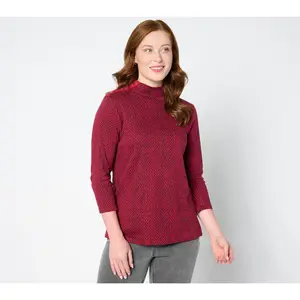 Isaac Mizrahi Live! Estate Choice of Print Cotton Mock Neck Top