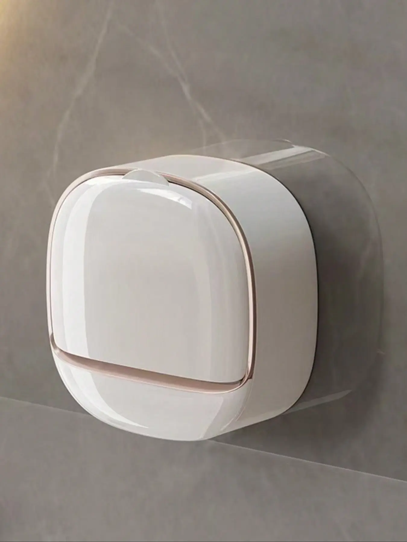 Wall-Mounted Soap Holder with Drain Hole and Cover, Self-Adhesive Bathroom Storage Box, Waterproof Modern Design, Space-Saving, 3 Color Options