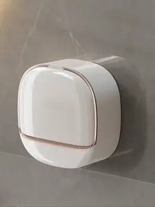 Wall-Mounted Soap Holder with Drain Hole and Cover, Self-Adhesive Bathroom Storage Box, Waterproof Modern Design, Space-Saving, 3 Color Options