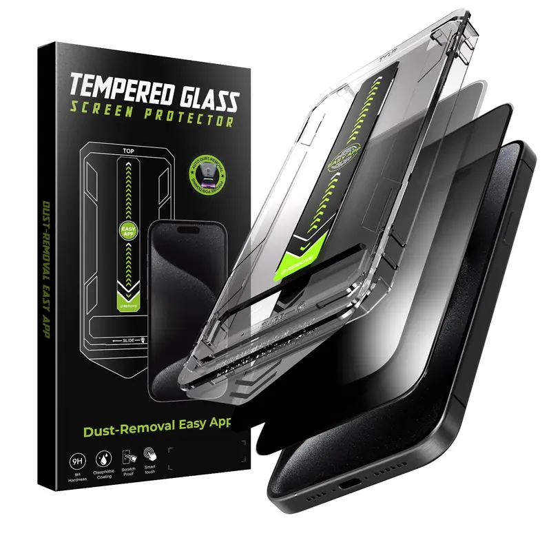 Screen Protector Compatible with iPhone 17 /iPhone 17Pro/iPhone 16 Pro/iPhone 13, Tempered Glass [9H+ Hardness] [Military-Grade Drop Protection] [Sensitive Touch] [Easy Installation Frame] [HD Clear]