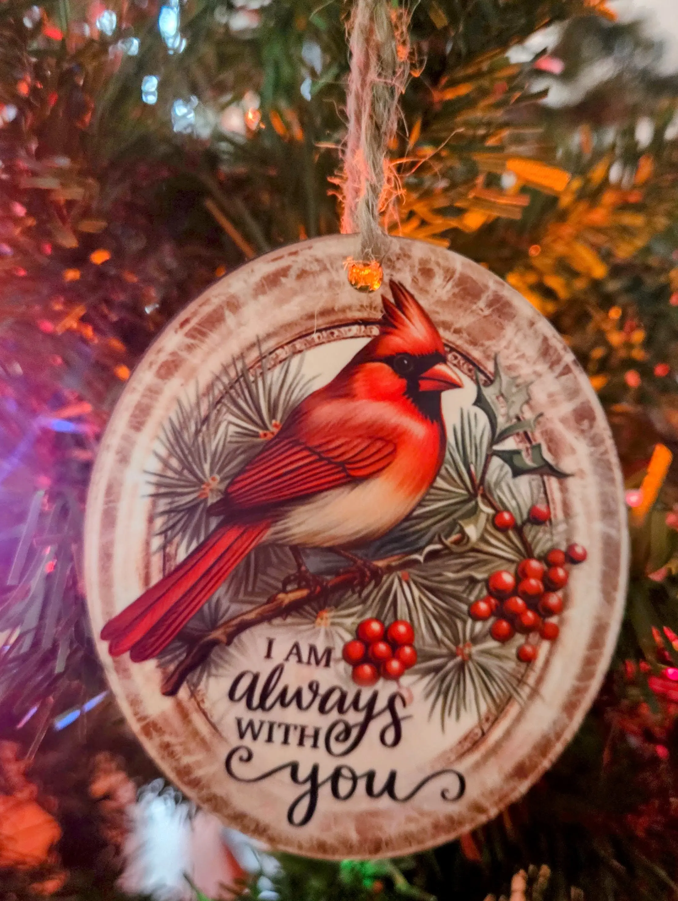 Cardinal Memorial Christmas Ornament – “I Am Always With You”
