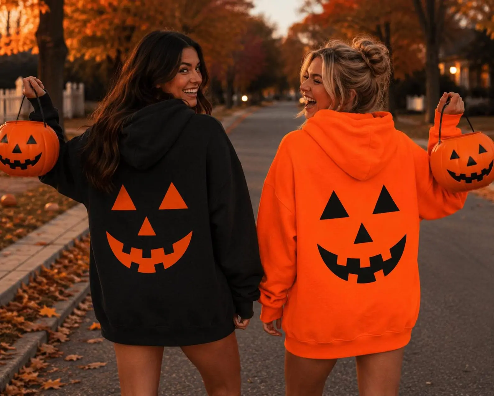 Unisex Jack O Lantern Graphic Hoodie Sweatshirt, Casual Cotton Pullover Top with Ribbed Trim for Halloween and Fall, Sweatshirts, Long Sleeve, Tops