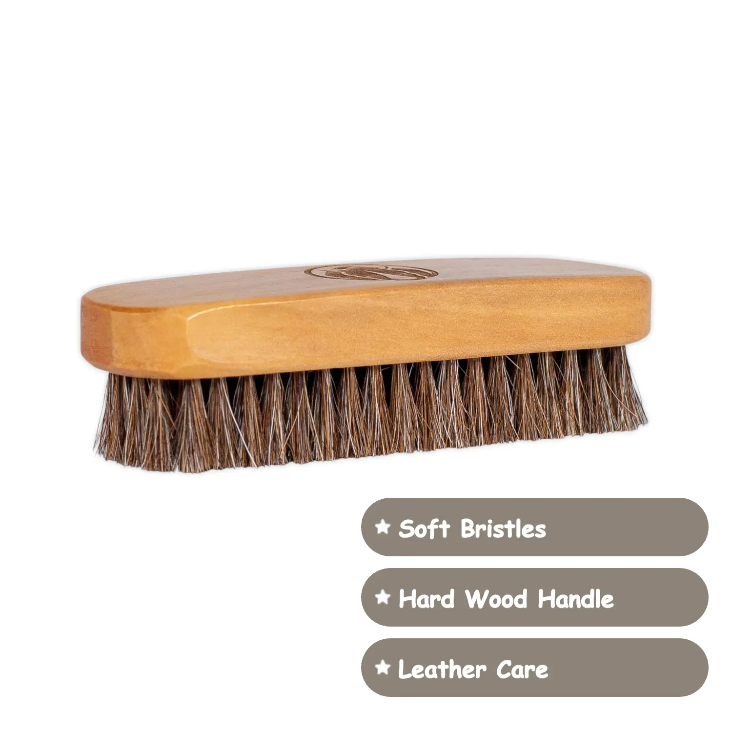 Rhino Wax Horse Hair Brush - Soft Non-Scratching Bristles, Comfy Hard Wood Handle for Cleaning, Shoe Brush