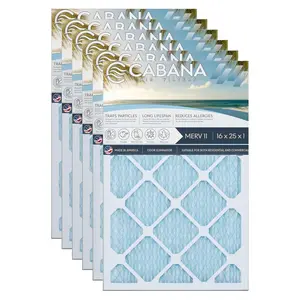Cabana Air Filters 6 Pack HVAC Furnace Air Filters, MERV 11, 16 x 25 x 1, White