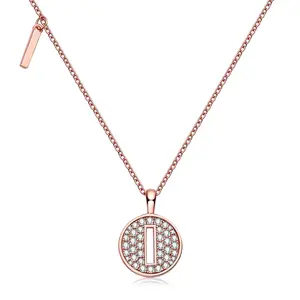 [TW] Letter “I” 925 Sterling Sliver Synthetic Moissanite 16 inches with a 2 inches extension adjustable chain  Necklace Perfect Gift For Engagement Wedding Party Gift Birthday Gift For Women（OZMI） Initial Letter
