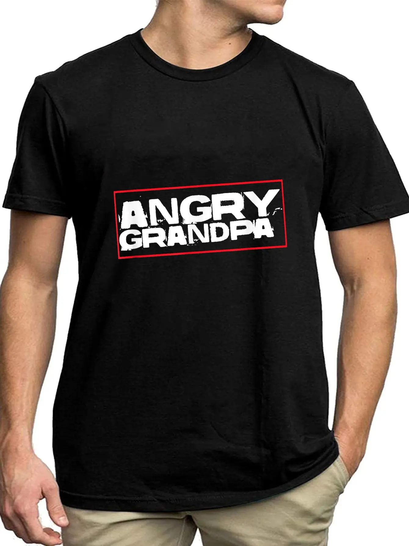 Women's 100% Cotton Graphic T-Shirt - Casual Distressed Short Sleeve Angry Grandpa Novelty Top, Fashion, Large, All Seasons, Vintage Streetwear, Playful Look