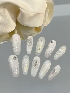 10pcs Dopamine Candy Press-On Nails – Cute Jelly Crystal Handmade Set