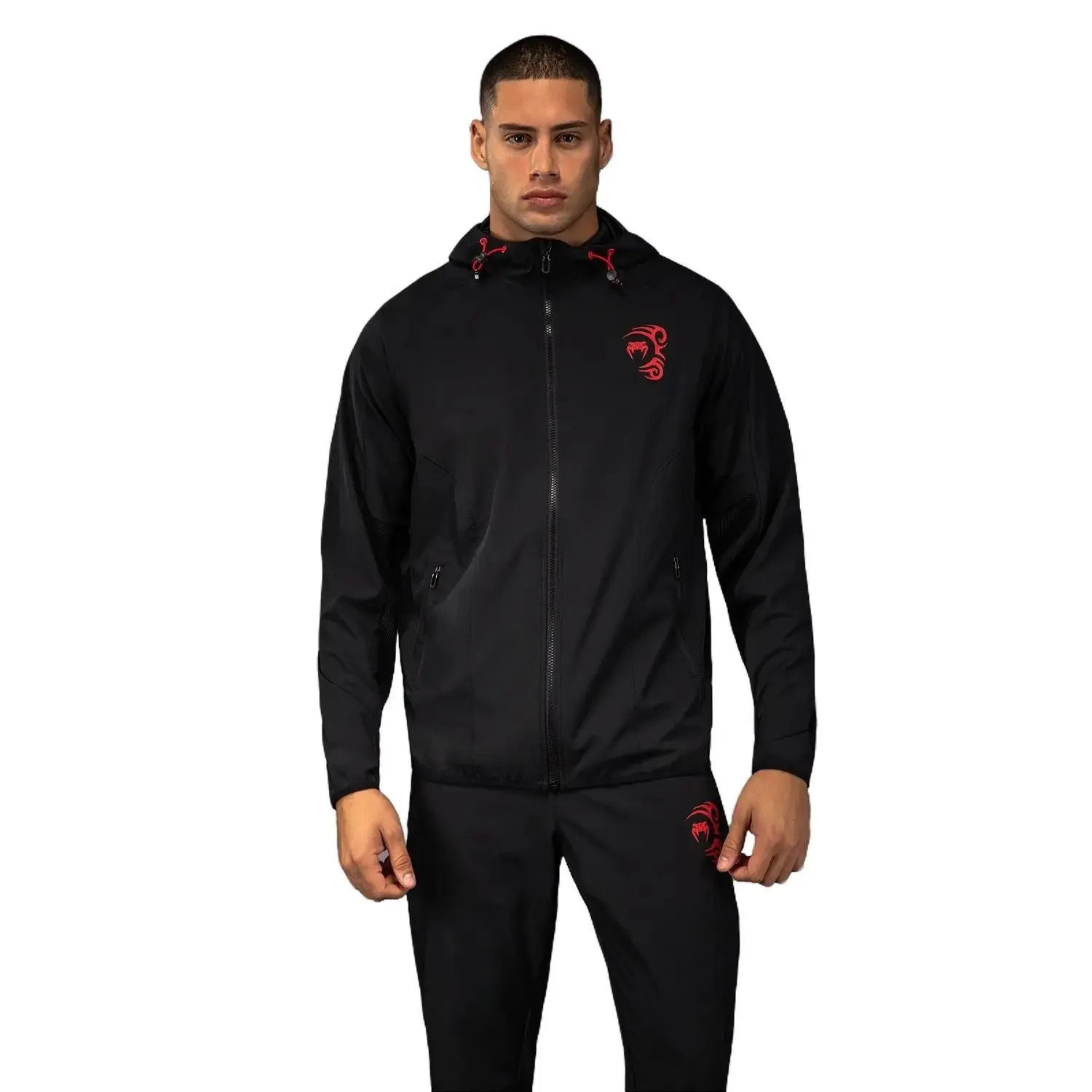 Men's Tiger Graphic Track Jacket, a Lightweight Full-Zip Street Style Hoodie for Athletic Training & Casual Wear, Athletic Training Apparel