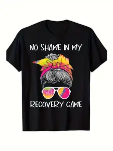 No Shame In My Recovery Game Sobriety AA NA Anniversary T-Shirt - Unisex Vintage Graphic Tee with "No Shame in My Recovery Game" Design, Soft Breathable Crew Neck Short Sleeve, Regular Fit Machine Washable Casual Shirt for Adults, Casual Wear| Vintage St.