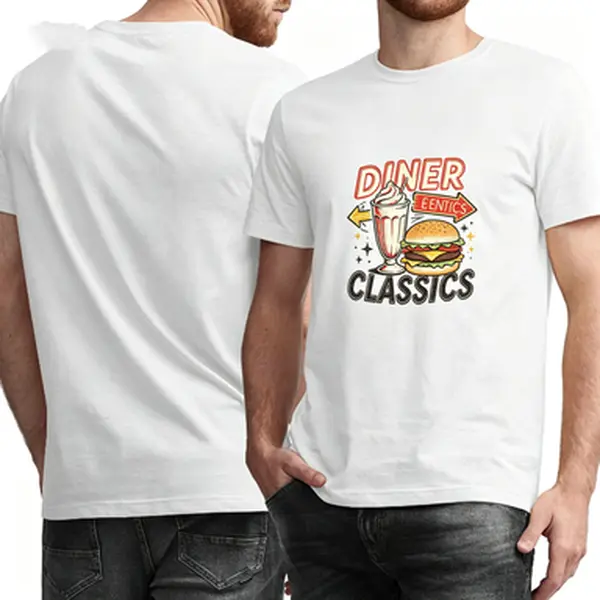 Diner Classics Retro Burger Milkshake Graphic Tee Vintage 50s American Diner Casual Unisex Short Sleeve T-Shirt