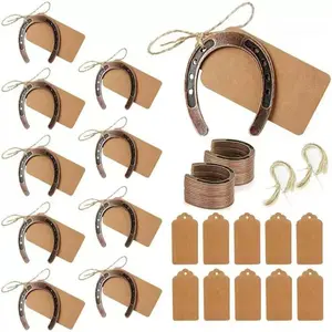 50PCS Good Lucky Horseshoe Wedding Favors, Vintage Craft Metal Horseshoe Decor with Kraft Gift Tags, Horse Shoes Western Decor Party Favors for Guests Wedding, Party, Bridal Shower, Birthday Gifts