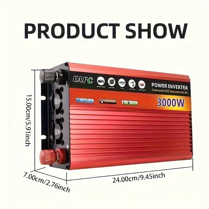 EAFC 3000W Peak/1500W Continuous Portable Power Inverter - Heavy 
