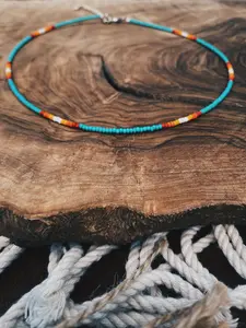 Teal western Beaded necklace