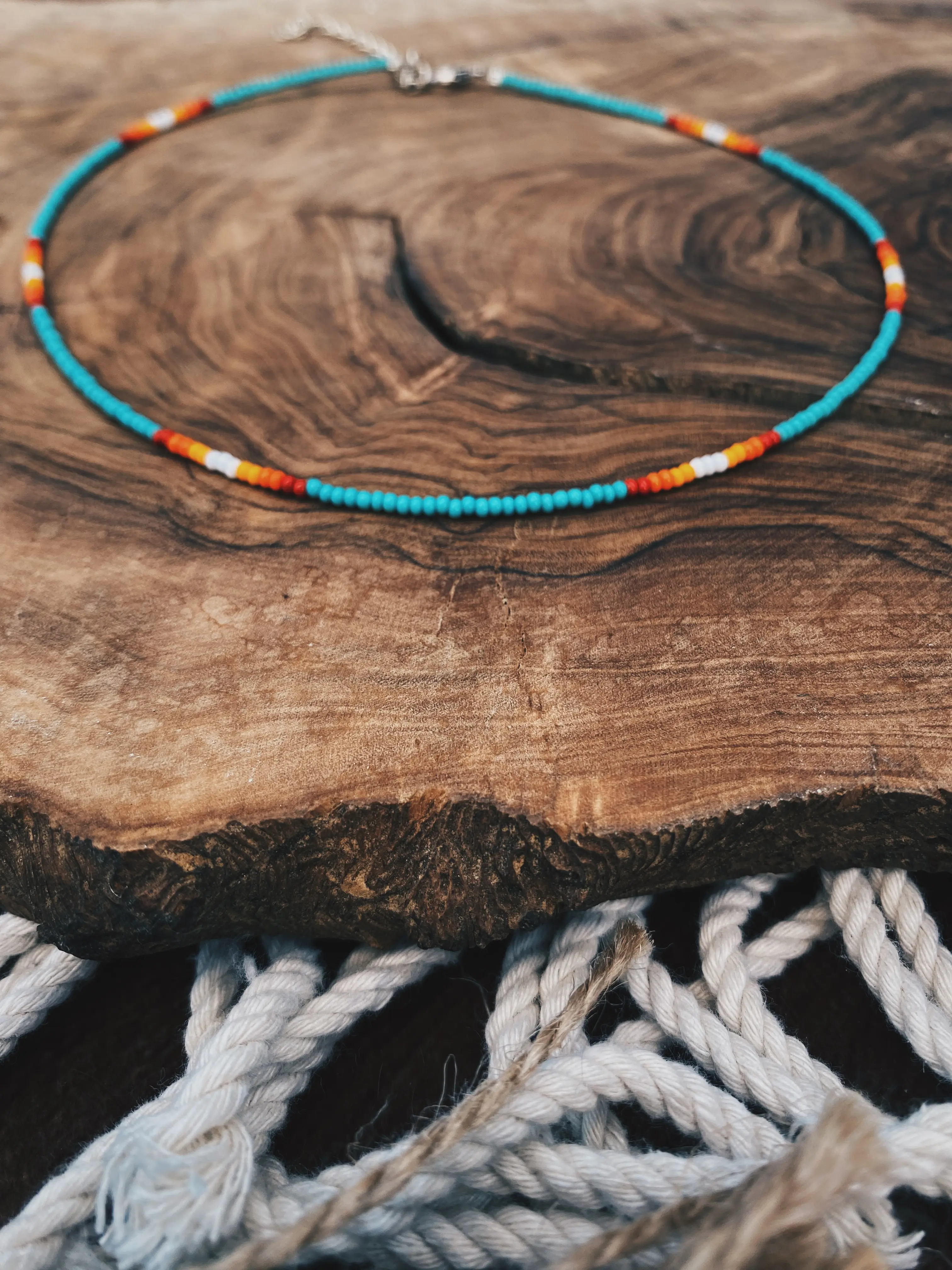 Teal western Beaded necklace