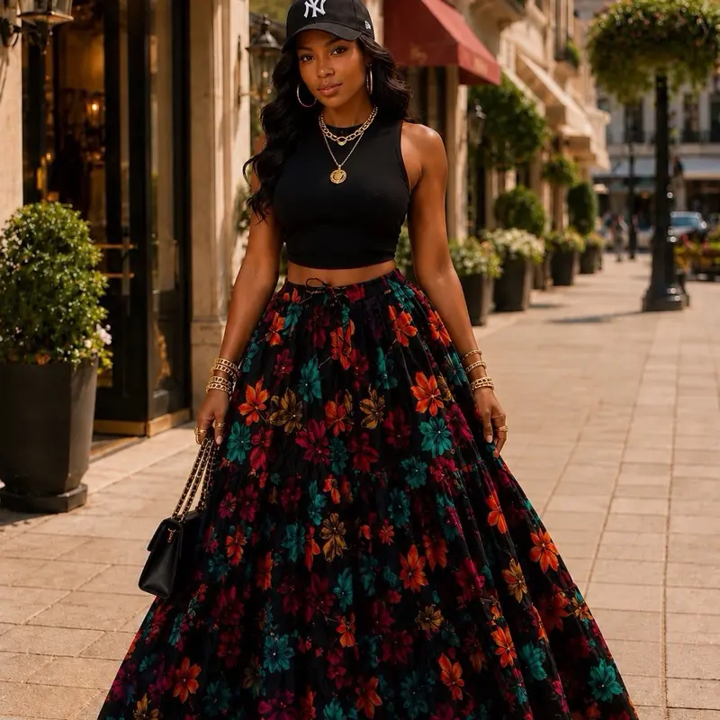 Arabian Floral Maxi Skirt