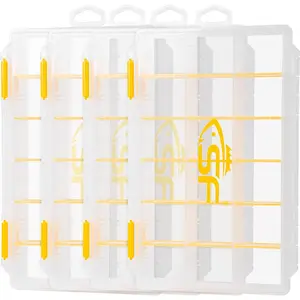 3600 Plastic Tackle Trays Fishing Tackle Box Storage Organizer with Removable Dividers 4 Packs for Lure Terminal Storage