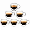 YUNCANG Handmade 2.5oz Borosilicate Glass Espresso Coffee Mug Set of 6 with Handle - Hand-blown Craft, Lead-free Glass, BPA-free, Crystal-clear, Cold Brew Ready, for Espresso, Lattes, Tea, Aesthetic Kitchen Drinkware