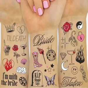 1pc Realistic Bachelorette Temporary Tattoos - Foil Styles | Bach Party Decoration, Bridesmaid Favor, Bride to Be Gift + Shower, Lip Tattoo Stickers