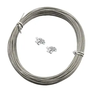 100  5/128 inch (1 mm) 316 Stainless Steel Rope Wire Marine Railing ,7x7 Standard Core,100 ft,with 20 count Crimping Sleeves