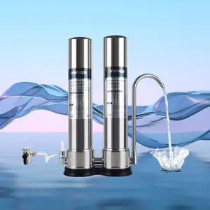 Vortopt F9 Countertop Water Filter System,Up to 24 Months or 16000 Gallons Long-Life,Direct Connect Water Filtration-0.01μm Filtration Reduces PFOA/PFOS,Chlorine,Heavy Metals,Bad Odors-2 Filter glacier fresh filter