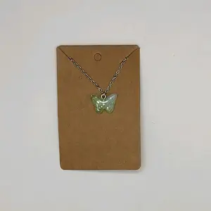 Green and White Glitter Butterfly Necklace - Cute Fashion Accessory