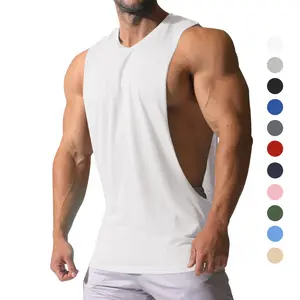 Men’s Workout Tank Top Sleeveless Gym Shirt, Muscle Fitness Training Vest with Deep Armhole, Lightweight Quick Dry Athletic Tops for Bodybuilding Running