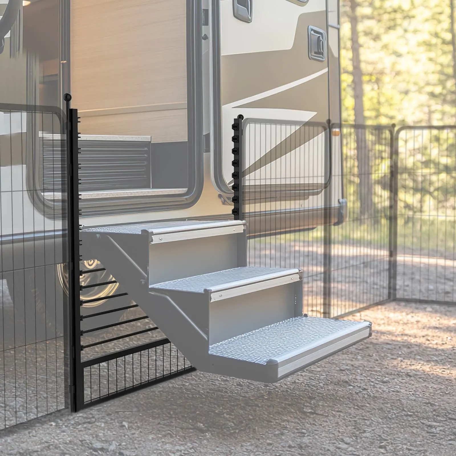 FXW RV Step Grid (Playpen Not Included) - Dog Barrier for RV Stairs, Fits Stairs Up to 32" Wide | Compatible with FXW Playpen | Patented