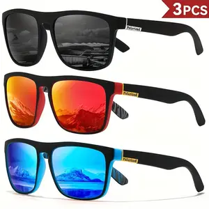 3 pairs of classic square polarized unisex durable TAC lenses, sporty style, suitable for various activities
