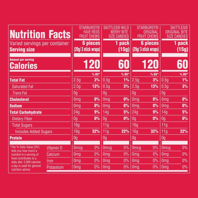 SKITTLES Original, SKITTLES Wild Berry & STARBURST Original and STARBURST FaveReds Fun Size - WRIGLEY'S Assorted Candy Variety Pack - Candy Bulk Individually Wrapped, 20.13oz