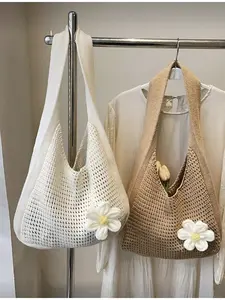 Bohemian Style Crochet Tote Bag Crossbody Woven Beach Bag for Vacation Lightweight Fashionable