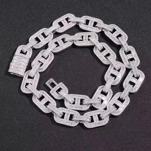 M2-9167 Fully Iced Thick Link Chain, Hip Hop Style Statement Choker for Trendsetters, Elevate Your Streetwear Look with This Bling Accessory summerwins