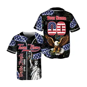 USA 250th Anniversary Custom Baseball Jersey, America Eagle 4th Of July Shirt