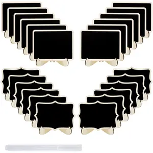 24 count Small Chalkboard Labels with Easel Stand, Mini Chalkboard Signs, Wooden Blackboard for Table Numbers,  Signs, Wedding Signs, Place Cards and Event Decoration, with 1 Liquid Chalk