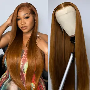 Hot Star 13x6 Ginger Blonde Trendy Colored Human Hair 180% HD Transparent Lace Frontal Wigs Straight Wig For Women