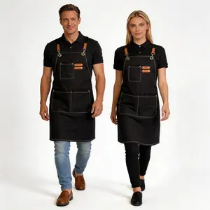 Heavy Duty Canvas Work Apron for Men Women Waterproof Oil Resistant Adjustable Straps with Multiple Pockets Durable Kitchen Cooking BBQ Gardening Carpenter Apron Tool Utility