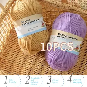 10PCS 4-Ply Acrylic Yarn, Medium Thick Yarn Skeins, DIY Handmade Craft Kit for Amigurumi Dolls, Polyester Blended Yarn for Crocheting Slippers, Mats, Bags and Various Knitting Projects, Soft Durable Easy to Work With, Perfect for Beginners, Craft Lovers a