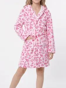 Kids Leopard Print Bathrobe - Cute Brown Animal Cheetah Hooded Fleece Robe for Toddler Girls Boys, Ultra Soft Plush Flannel Warm Sleepwear Loungewear with Pockets and Waist Belt, Perfect for Bath Shower Pool, Cozy Safari Nightwear  Gift Choice