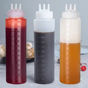 3pcs 3-hole condiment squeeze bottles, 650/22oz plastic squeeze bottles, Plastic Dispensing Bottle for thick sauces, ketchup, mustard, syrup, BBQ, kitchen art and crafts, holiday party restaurant salad bottles
